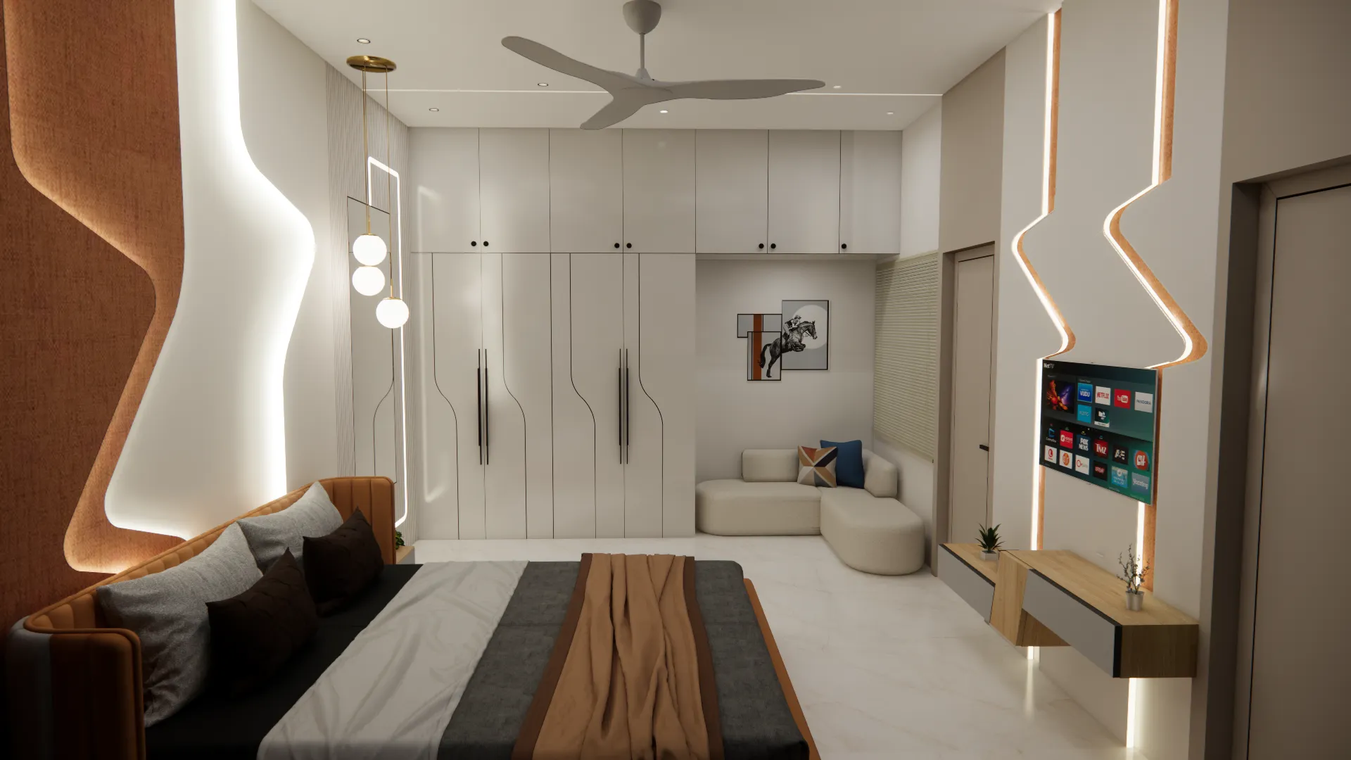 Luxury bedroom interior design by FURNOSPACE™